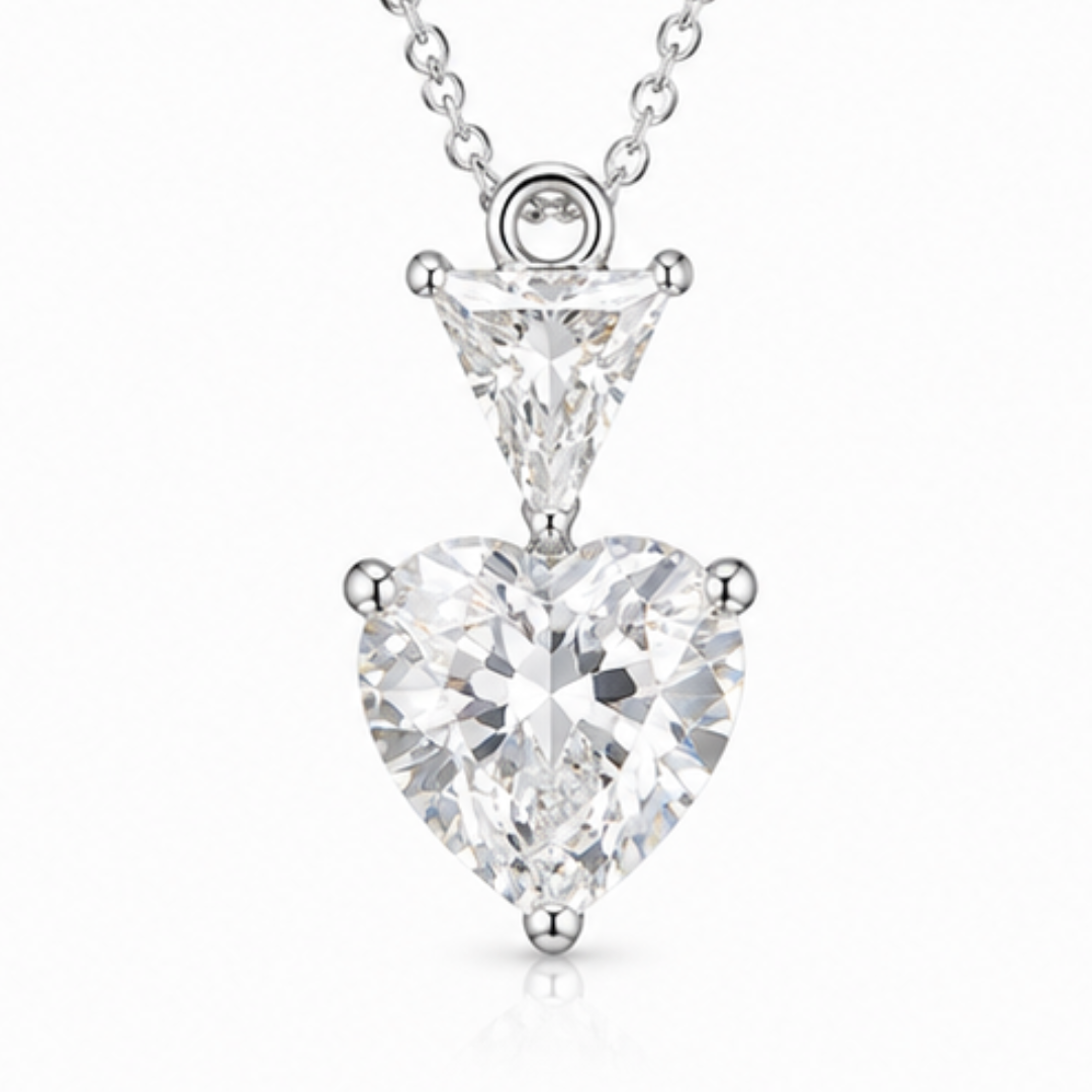 Heart & Trillion Lab Grown Diamond Pendant | 14K Gold