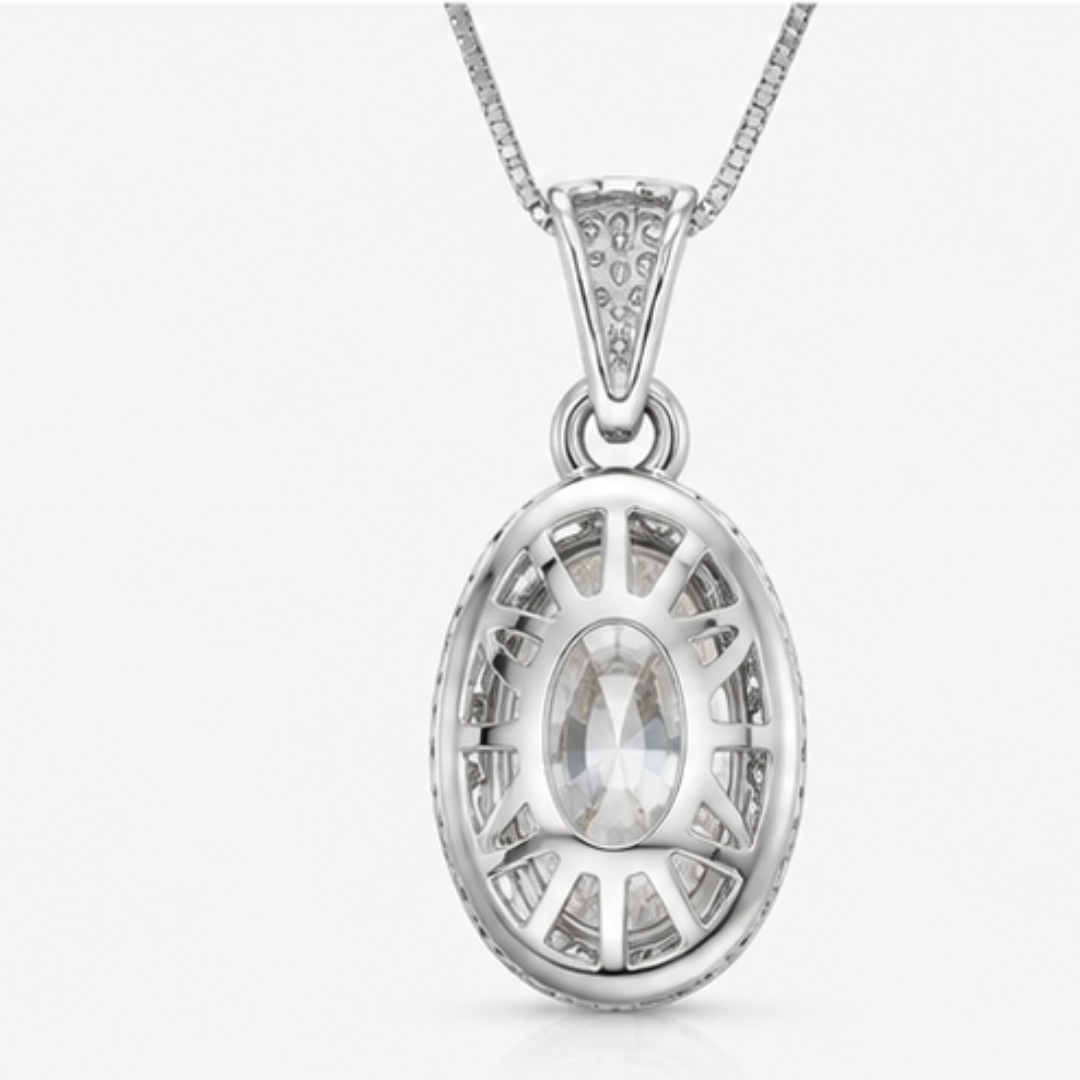 Oval & Round Lab Grown Diamond Pendant | 14K Gold