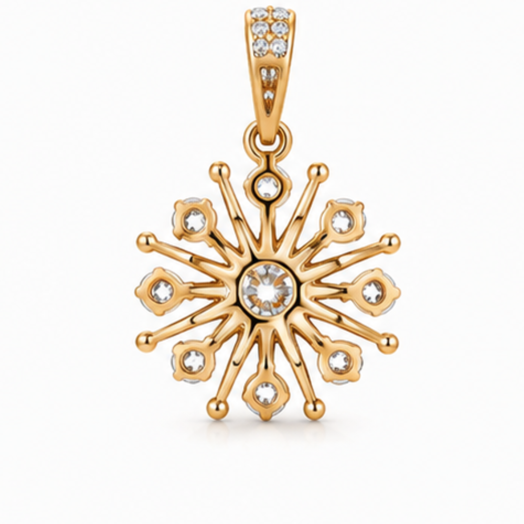 Round Lab Grown Diamond Pendant | 14K Gold