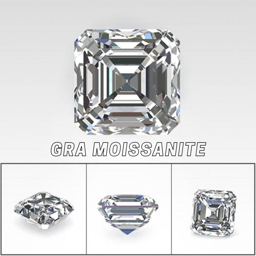 GRA Certified Asscher Cut Moissanite Diamond 6.00 MM 1.20 Carat | D Color VVS1 Clarity