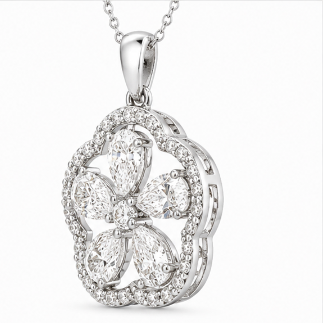 Pear & Round Lab Grown Diamond Pendant | 14K Gold