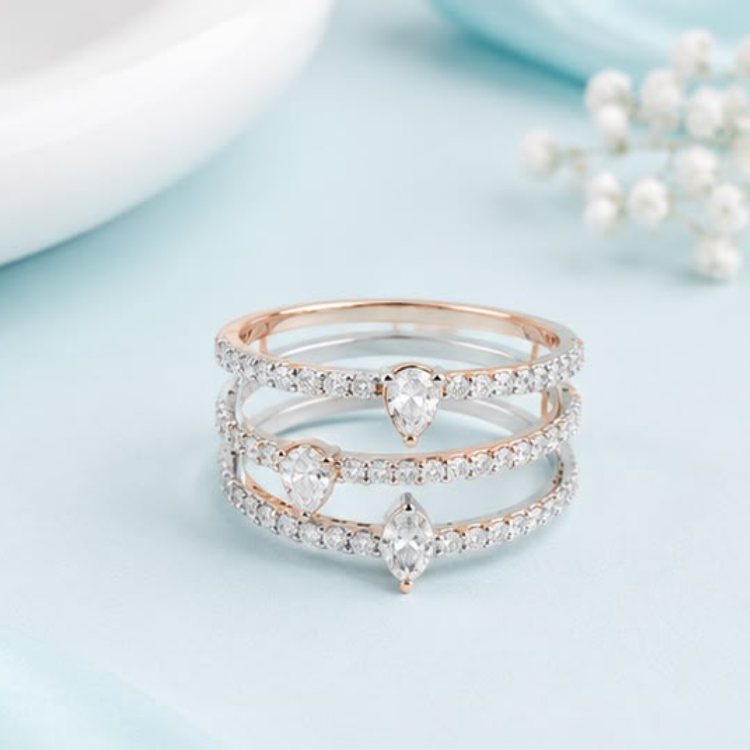 Yellow Diamond Marquise & Round Lab Grown Diamond Ring