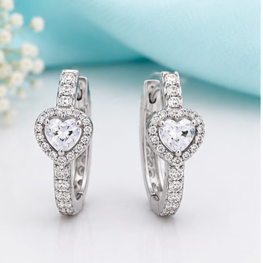 Heart & Round Lab Grown Diamond Earrings