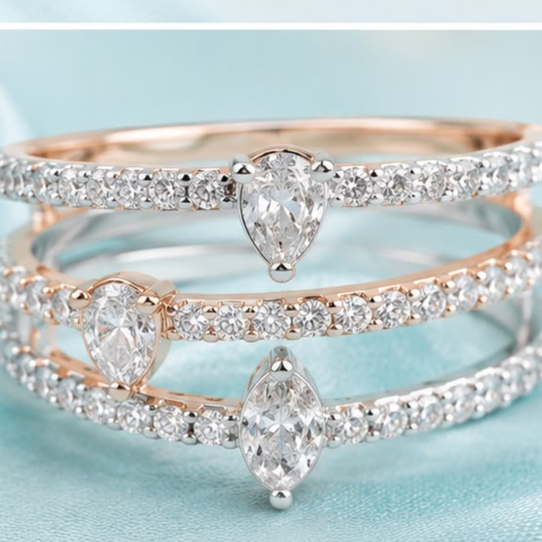Yellow Diamond Marquise & Round Lab Grown Diamond Ring