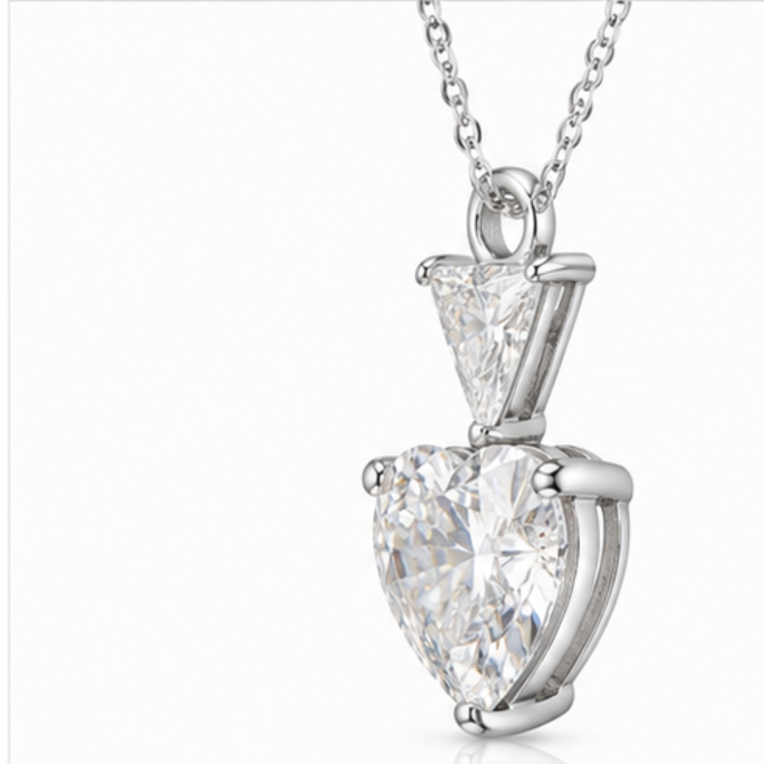 Heart & Trillion Lab Grown Diamond Pendant | 14K Gold