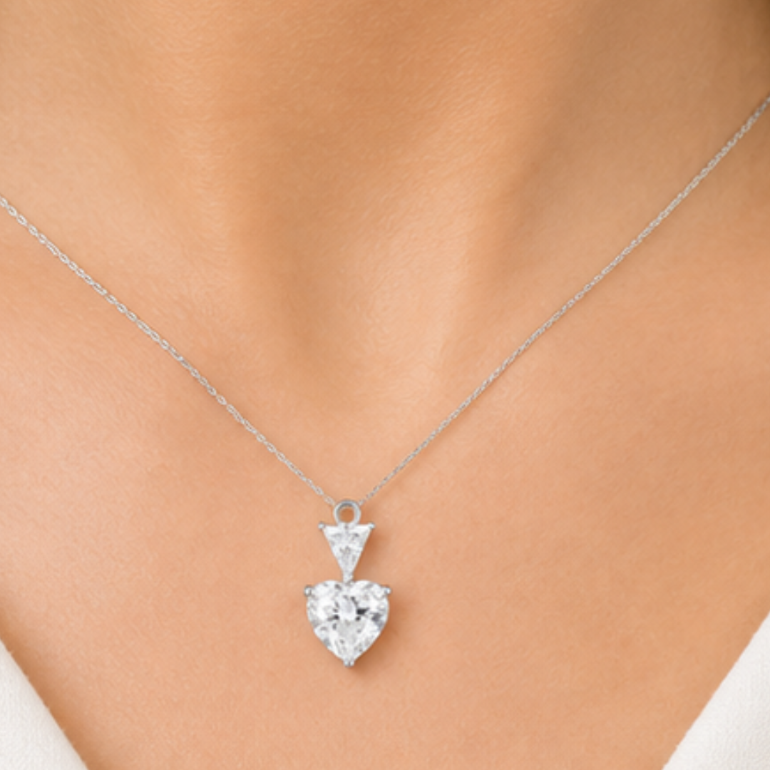 Heart & Trillion Lab Grown Diamond Pendant | 14K Gold