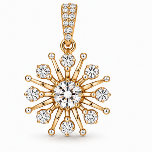 Round Lab Grown Diamond Pendant | 14K Gold