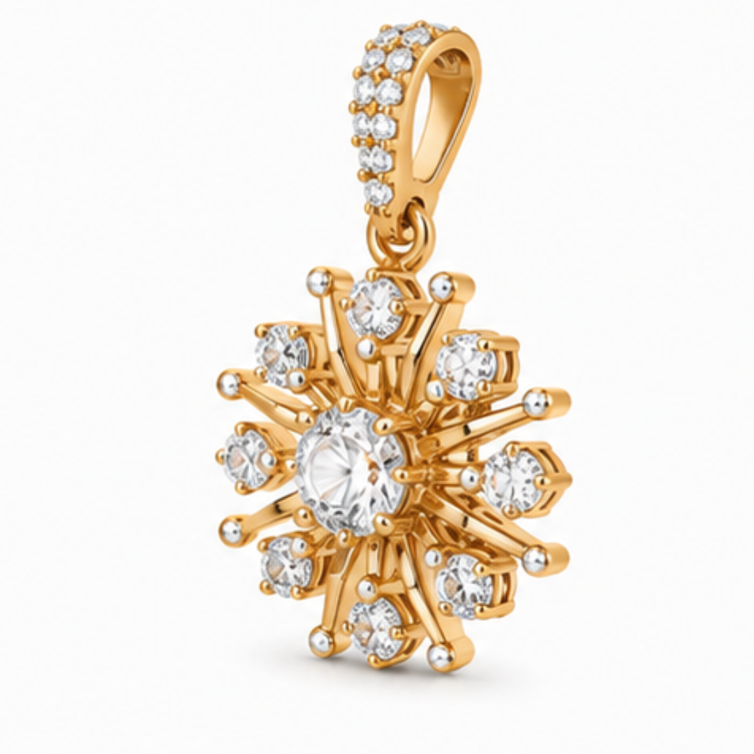 Round Lab Grown Diamond Pendant | 14K Gold