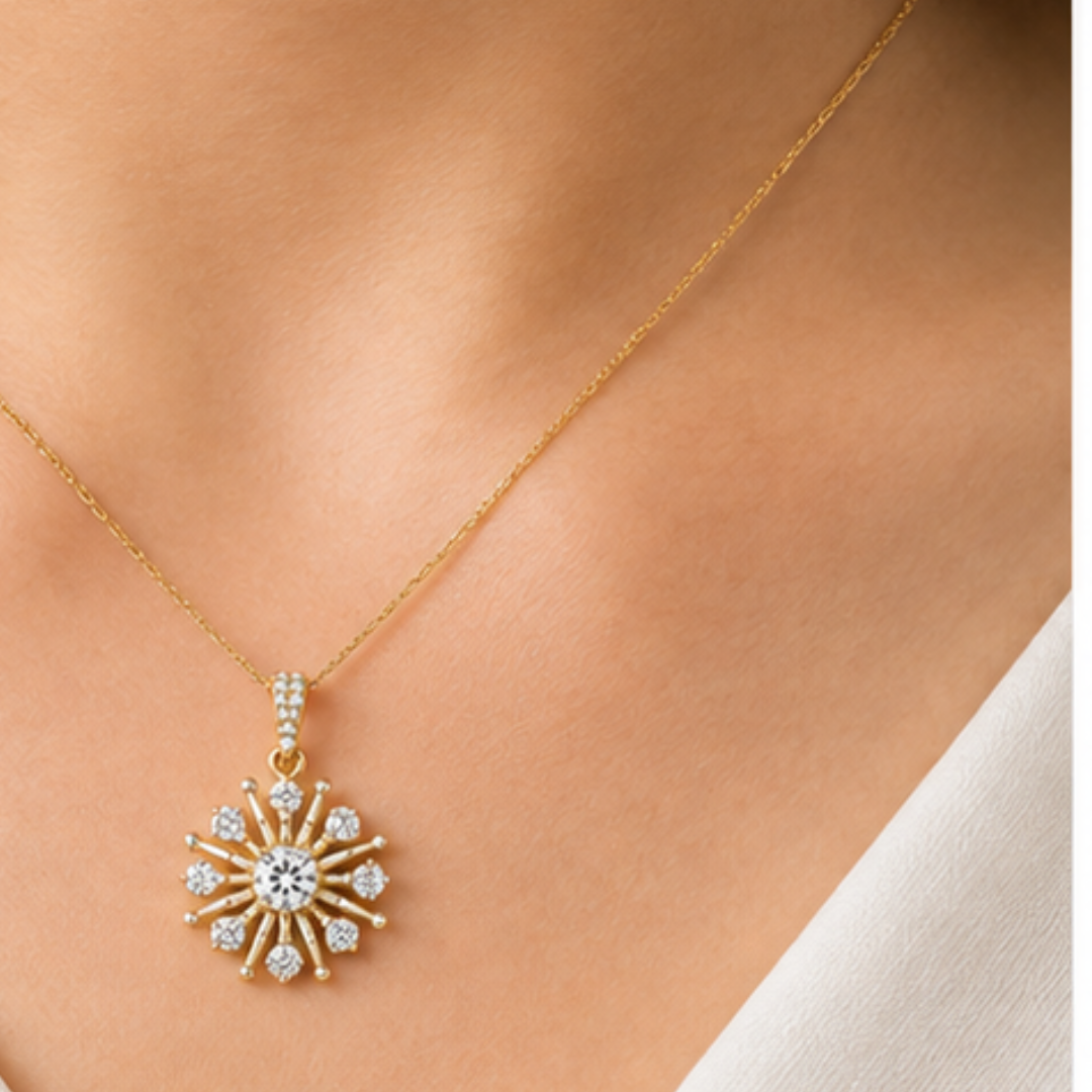 Round Lab Grown Diamond Pendant | 14K Gold