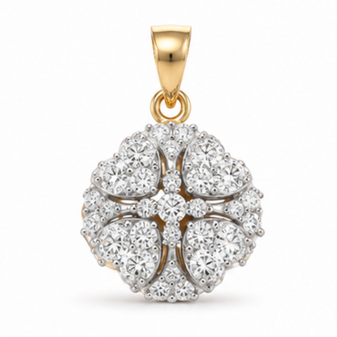 Heart & Round Lab Grown Diamond Pendant | 14K Gold