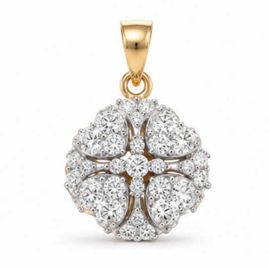 Heart & Round Lab Grown Diamond Pendant | 14K Gold