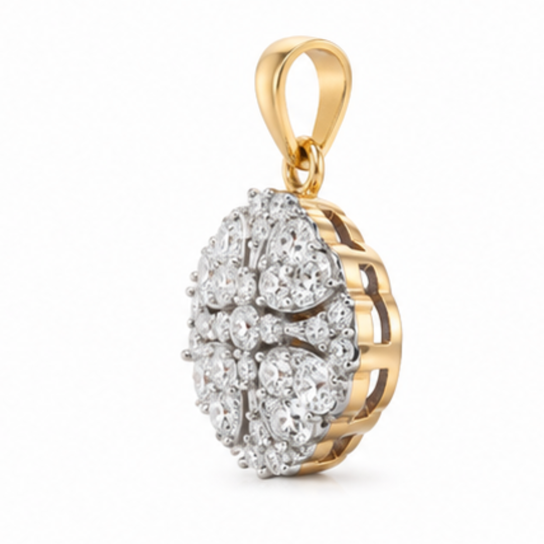 Heart & Round Lab Grown Diamond Pendant | 14K Gold