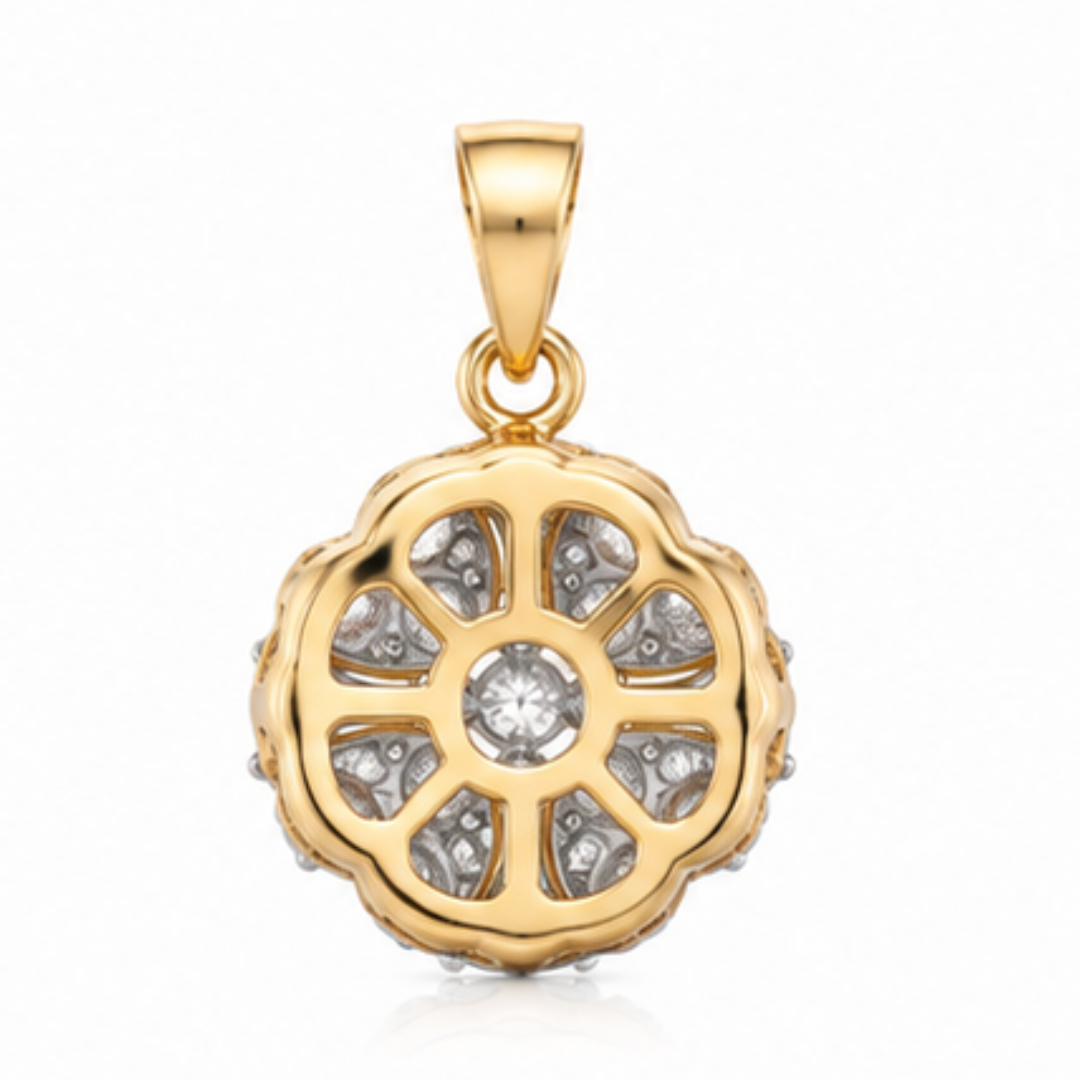 Heart & Round Lab Grown Diamond Pendant | 14K Gold