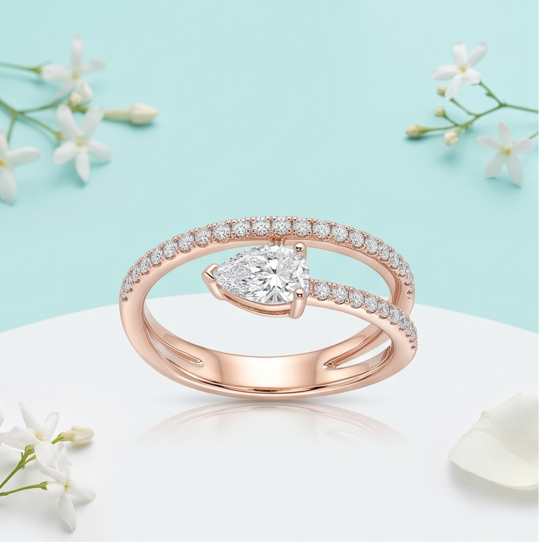 Pear & Round Lab Grown Diamond Ring