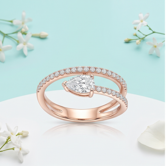 Pear & Round Lab Grown Diamond Ring