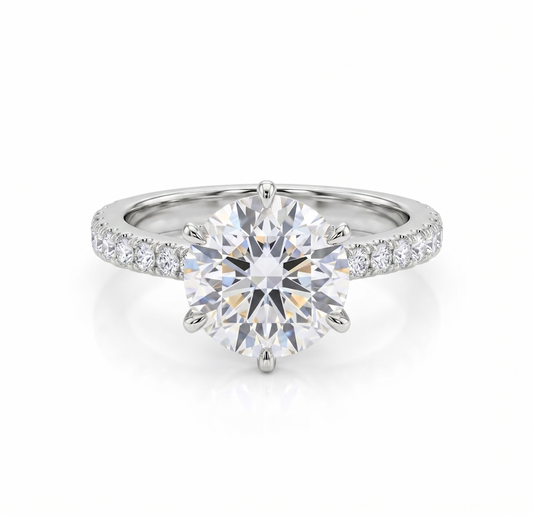 GRA Moissanite Round Shape Pavé Band Ring B – GRARG016