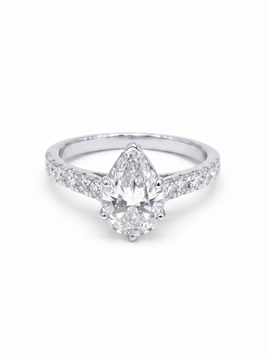 GRA Moissanite Pear Shape Solitaire Ring B – GRARG005