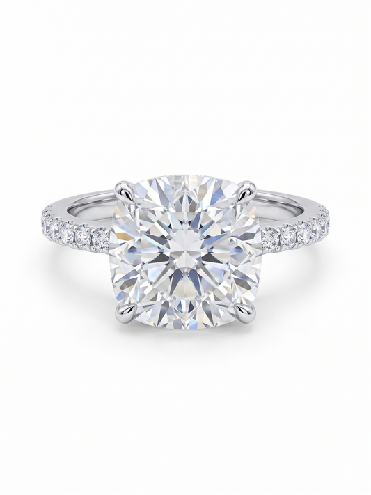 GRA Moissanite Cushion Shape Three Stone Ring B – GRARG007