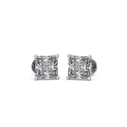 GRA Moissanite Princess Shape Stud Earrings B – GRAWE008