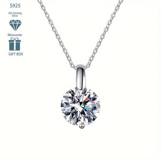 GRA Moissanite Round Shape Solitaire Pendant B – GRAPT001