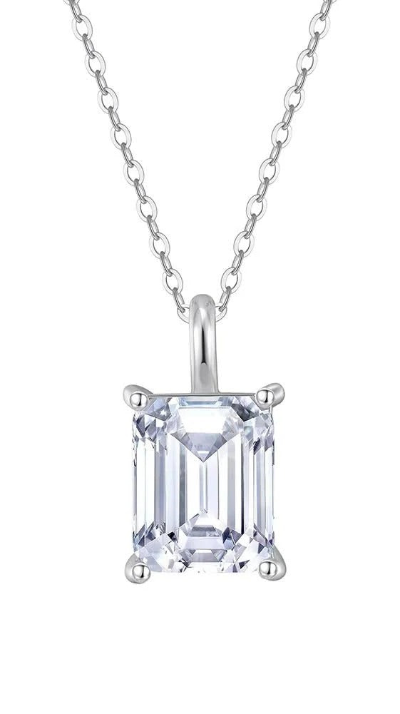 GRA Moissanite Emerald Shape Solitaire Pendant B – GRAPT012