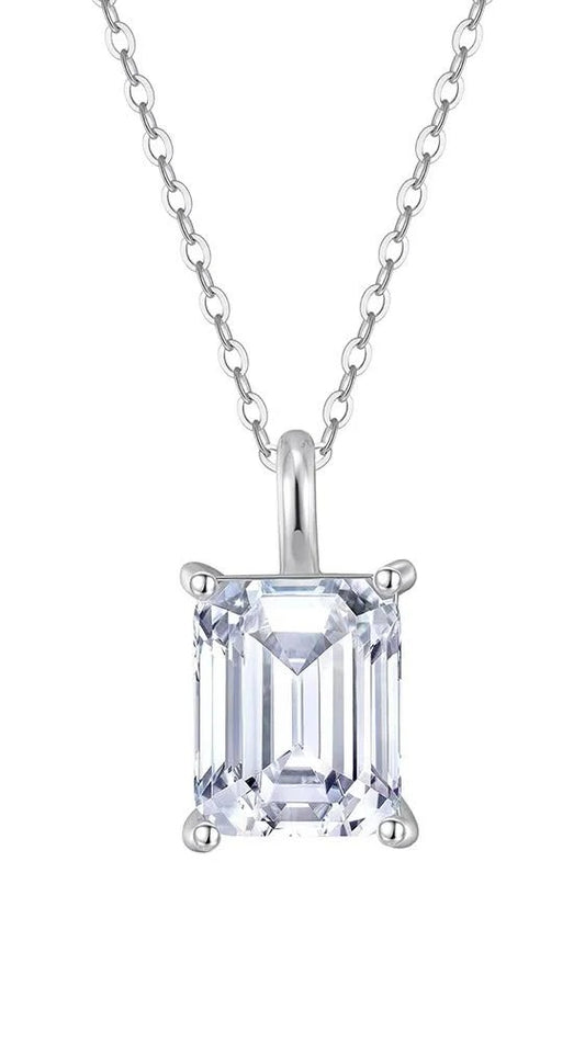 GRA Moissanite Emerald Shape Solitaire Pendant B – GRAPT012