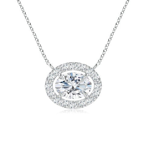 GRA Moissanite Oval Shape Halo Pendant B – GRAPT009